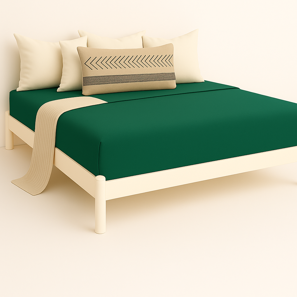 Çift Kişilik Lastikli Çarşaf %100 Pamuk - Zümrüt