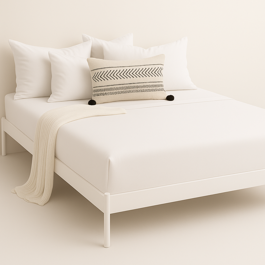 Çift Kişilik Lastikli Çarşaf Takımı %100 Pamuk - Doğal Tonlar