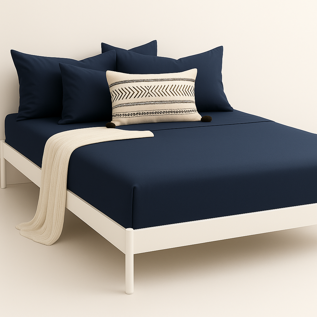 Çift Kişilik Lastikli Çarşaf Takımı %100 Pamuk - Huzurlu Tonlar