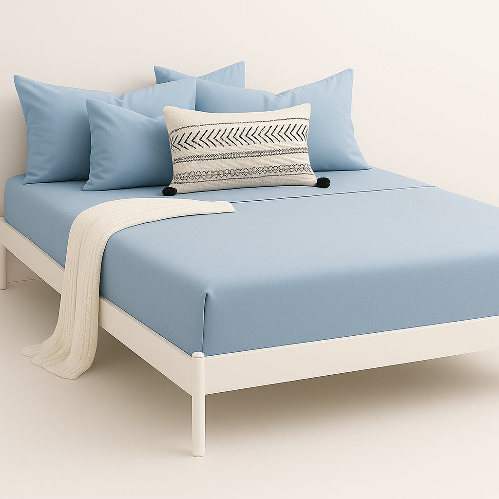 Çift Kişilik Lastikli Çarşaf Takımı %100 Pamuk - Huzurlu Tonlar