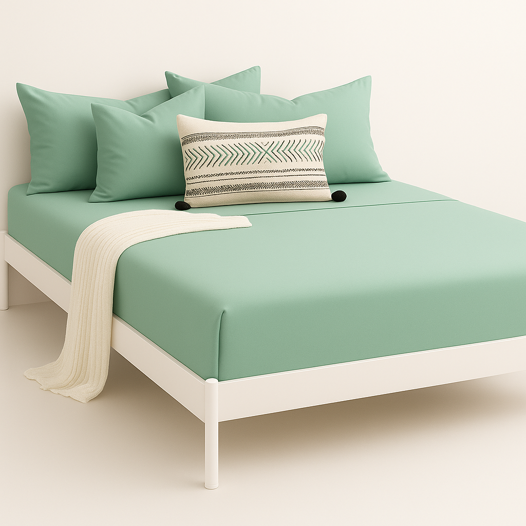 Çift Kişilik Lastikli Çarşaf Takımı %100 Pamuk - Huzurlu Tonlar