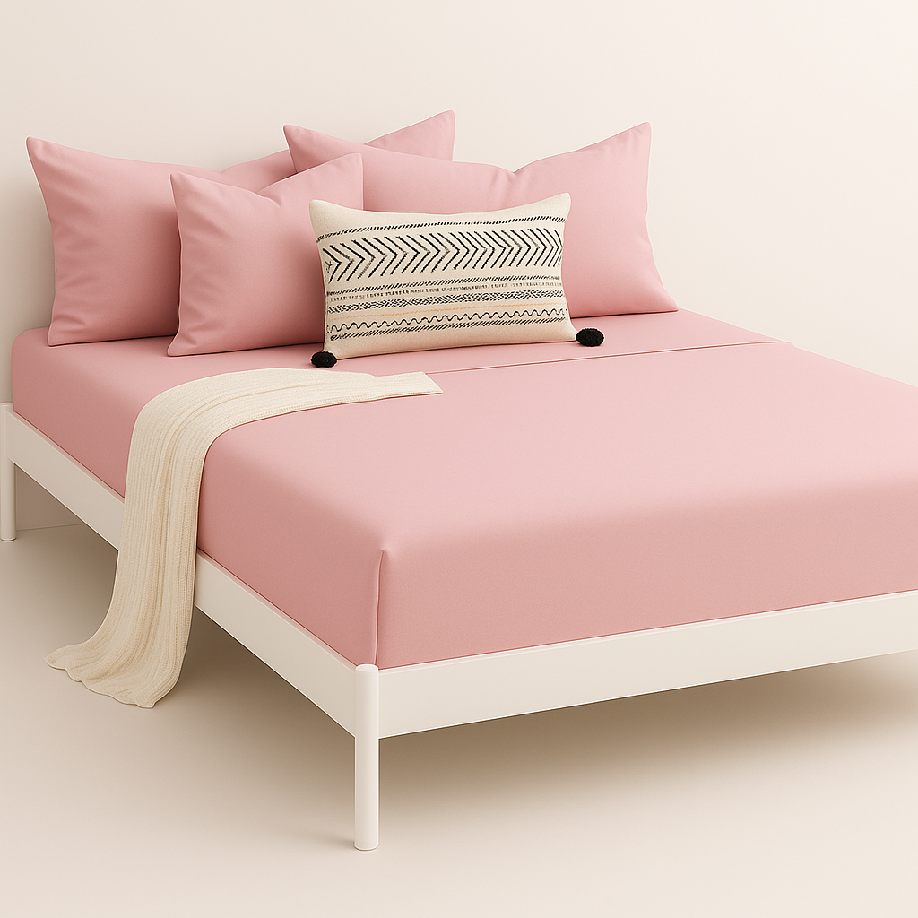 Çift Kişilik Lastikli Çarşaf Takımı %100 Pamuk - Romantik Tonlar