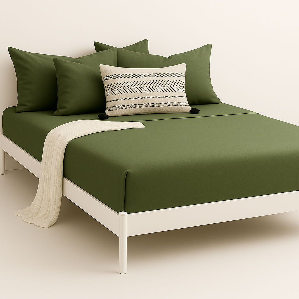 Çift Kişilik Lastikli Çarşaf Takımı %100 Pamuk - Doğal Tonlar