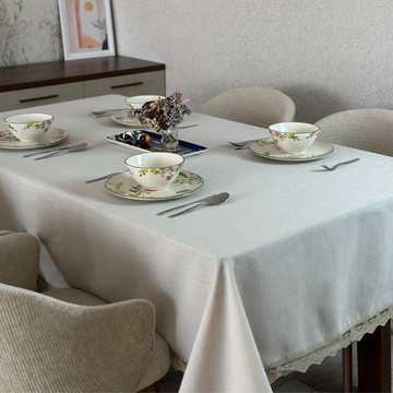 Gardenya Fransız Güpürlü Leke Tutmaz Masa Örtüsü - Ekru