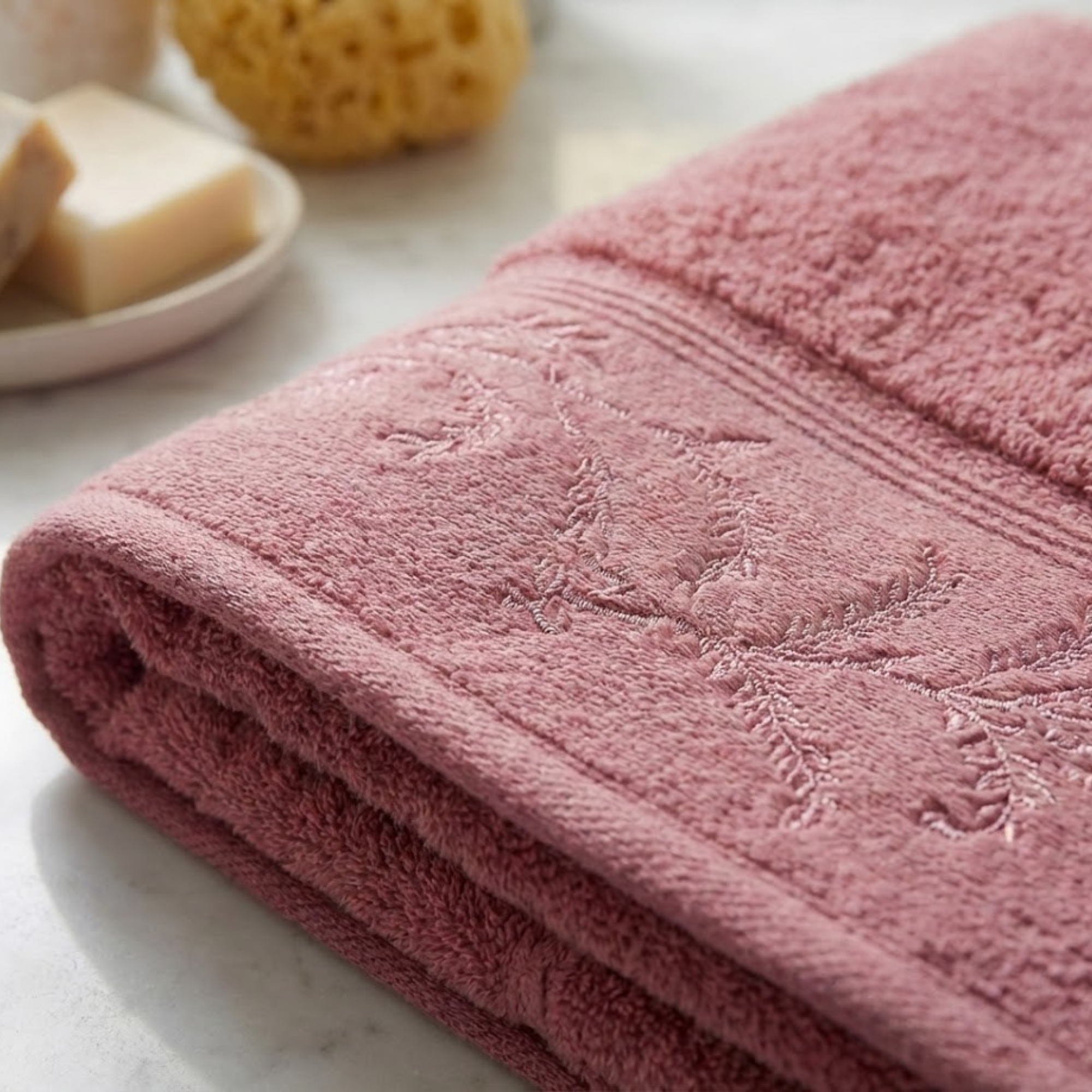 Özdilek %100 Pamuk Ditsy Havlu 50×80 cm - Pembe