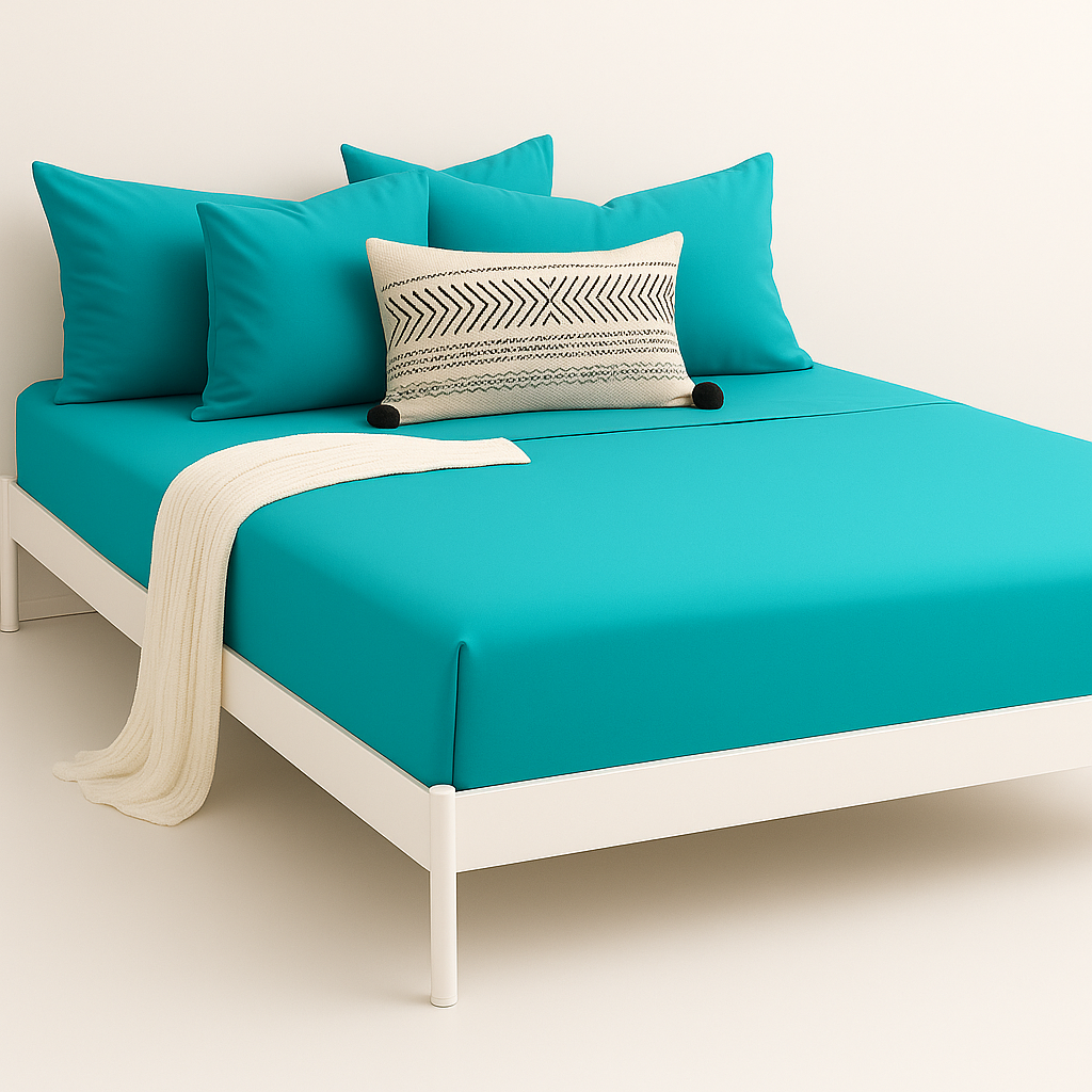 Çift Kişilik Lastikli Çarşaf Takımı %100 Pamuk - Huzurlu Tonlar