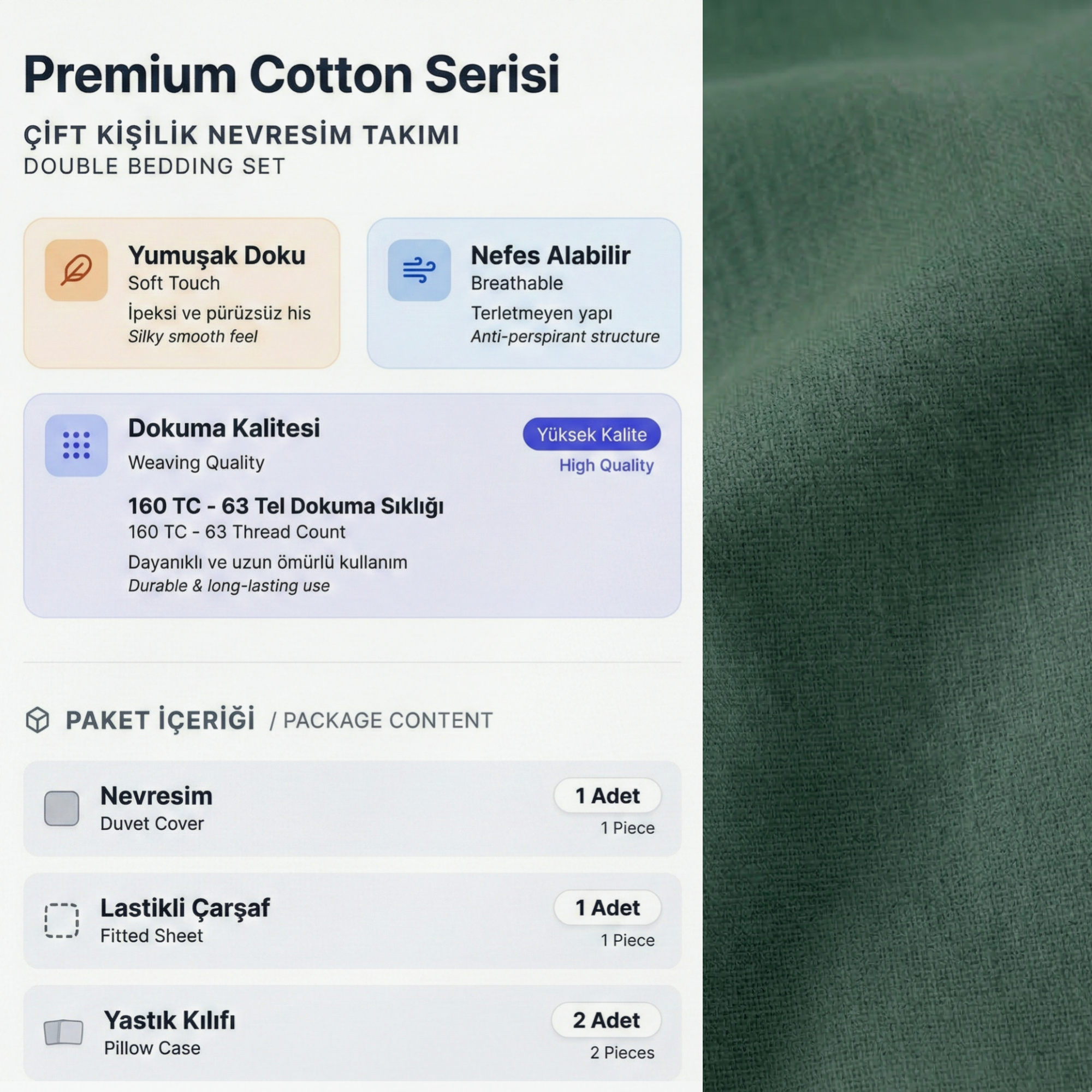 Premium Seri %100 Pamuk Tek Kişilik Nevresim Takımı - Lastikli Çarşaflı