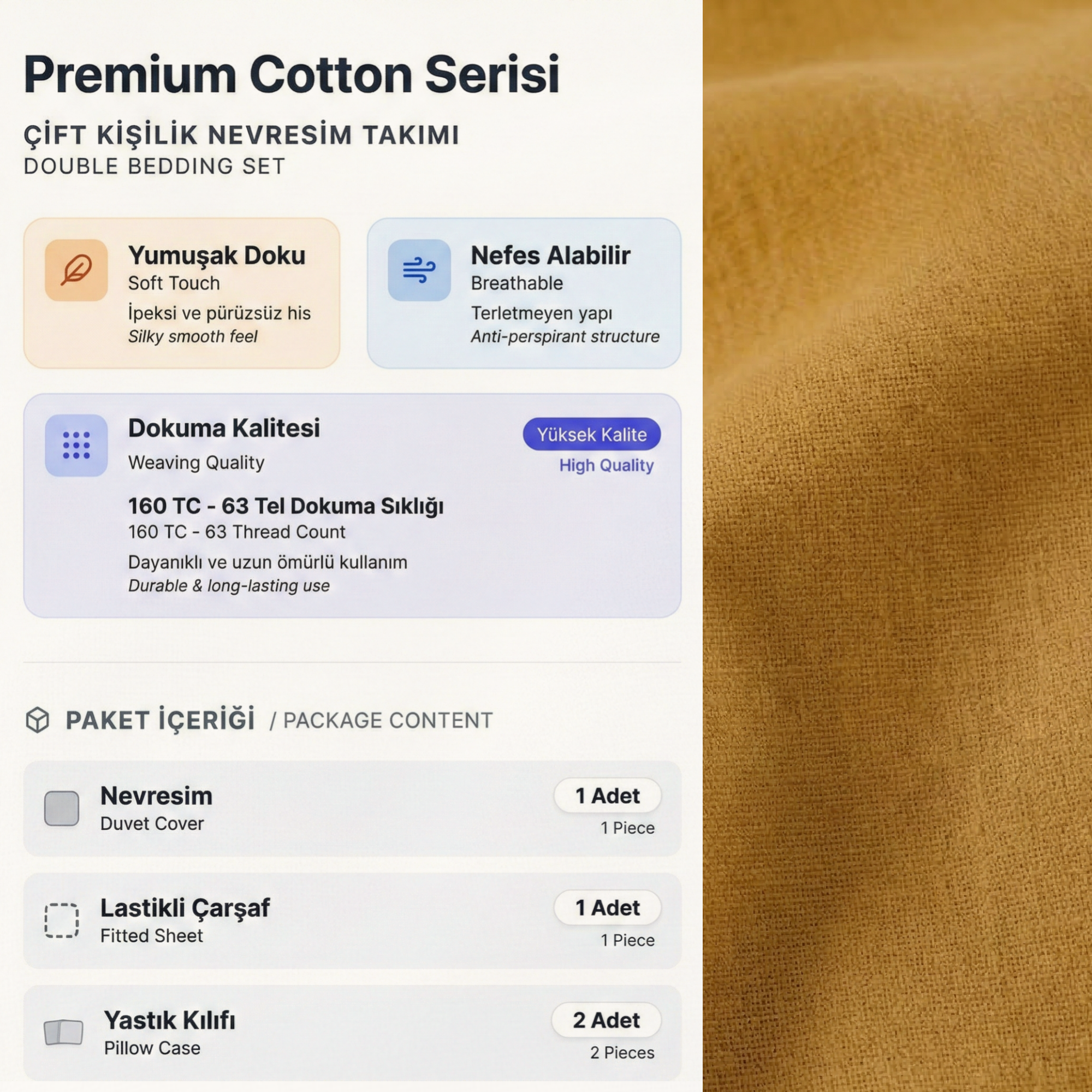 Nature Seri %100 Pamuk Tek Kişilik Nevresim Takımı - Lastikli Çarşaflı