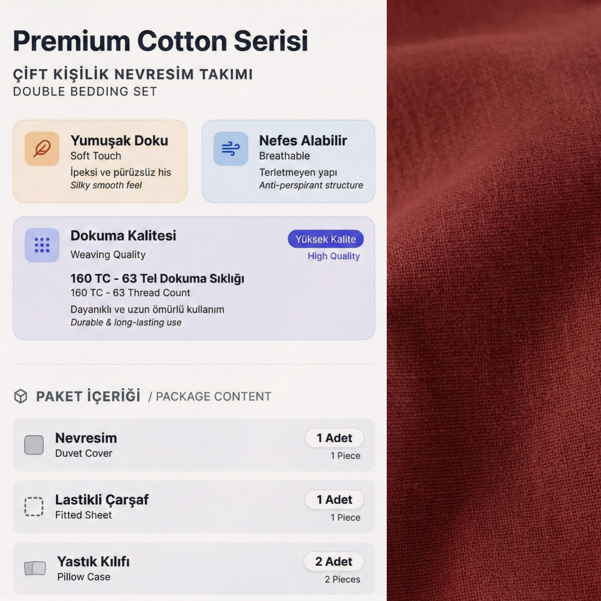 Premium Seri %100 Pamuk Tek Kişilik Nevresim Takımı - Lastikli Çarşaflı