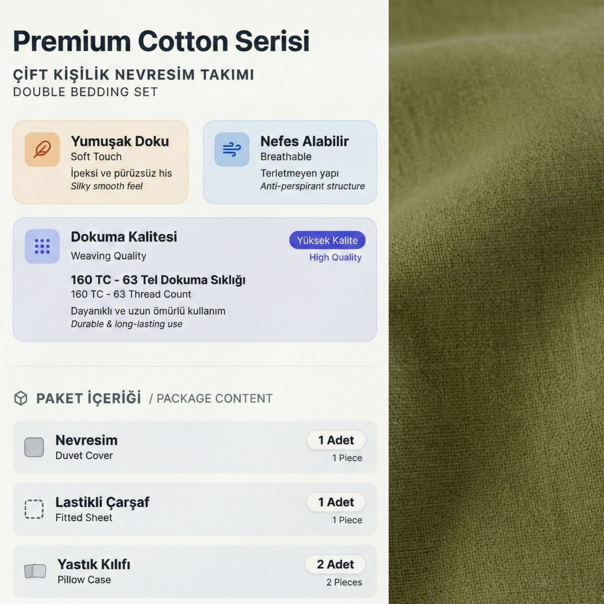 Nature Seri %100 Pamuk Tek Kişilik Nevresim Takımı - Lastikli Çarşaflı