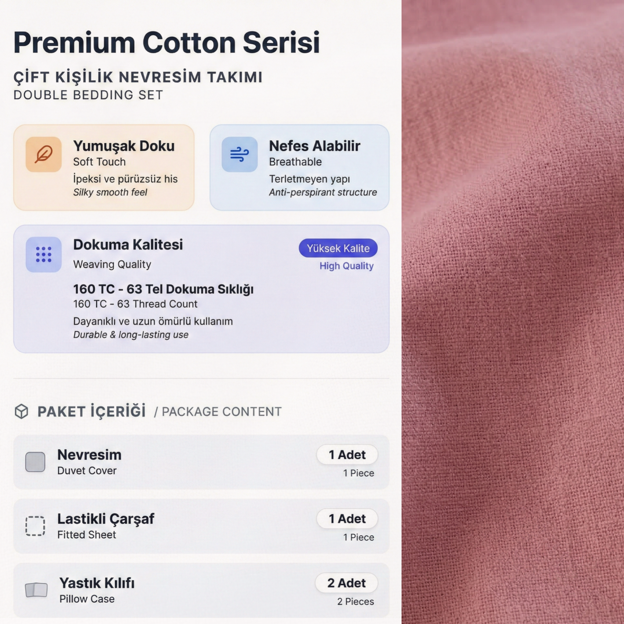 Pastel Seri %100 Pamuk Tek Kişilik Nevresim Takımı - Lastikli Çarşaflı