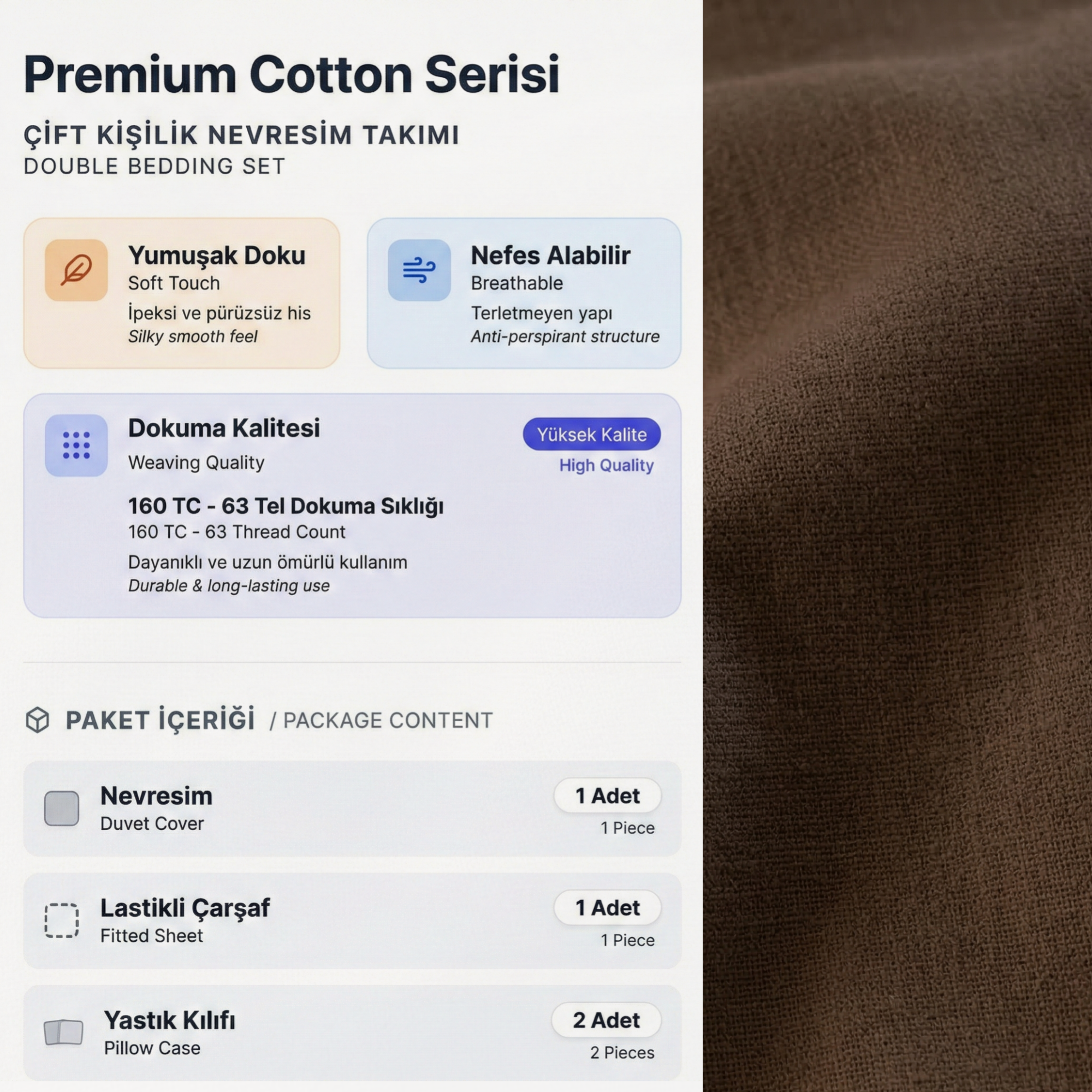 Nature Seri %100 Pamuk Tek Kişilik Nevresim Takımı - Lastikli Çarşaflı