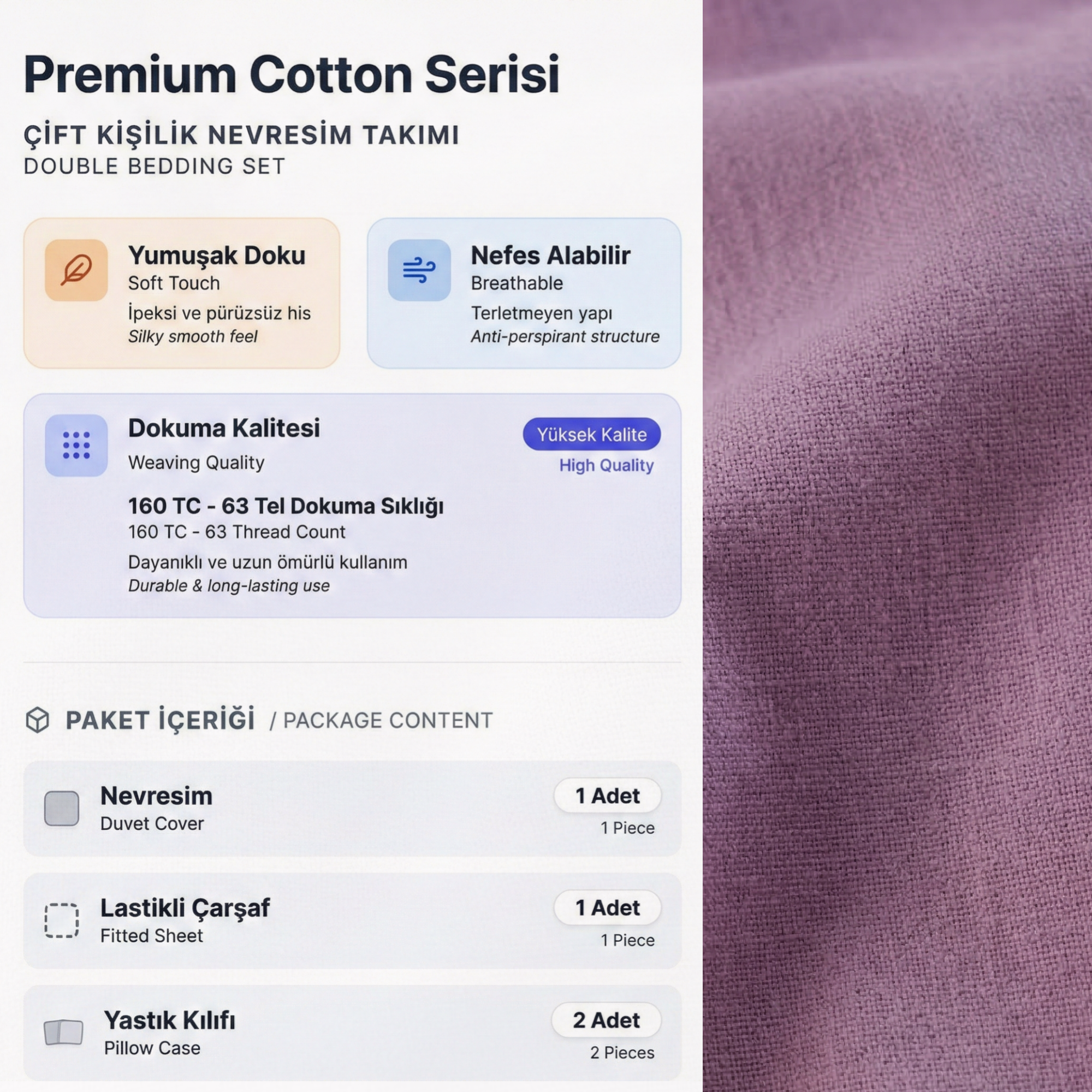 Pastel Seri %100 Pamuk Tek Kişilik Nevresim Takımı - Lastikli Çarşaflı