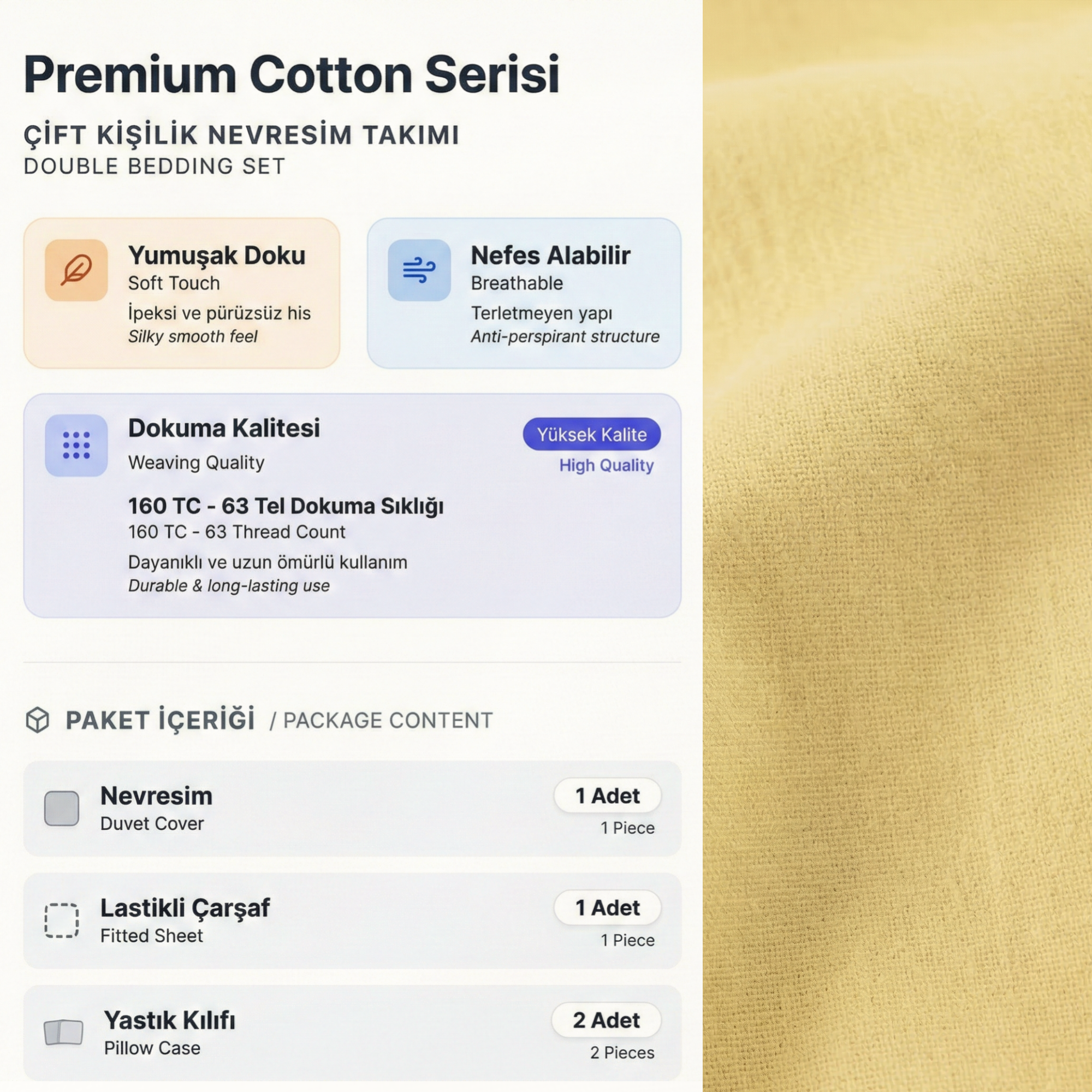 Nature Seri %100 Pamuk Tek Kişilik Nevresim Takımı - Lastikli Çarşaflı