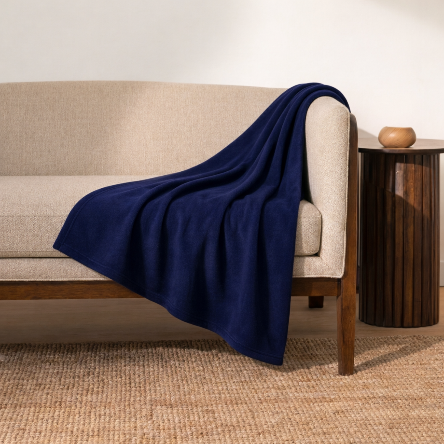 Kalın Dokuma Yün Koltuk Şalı & Tv Battaniyesi - 120x150cm - Lacivert