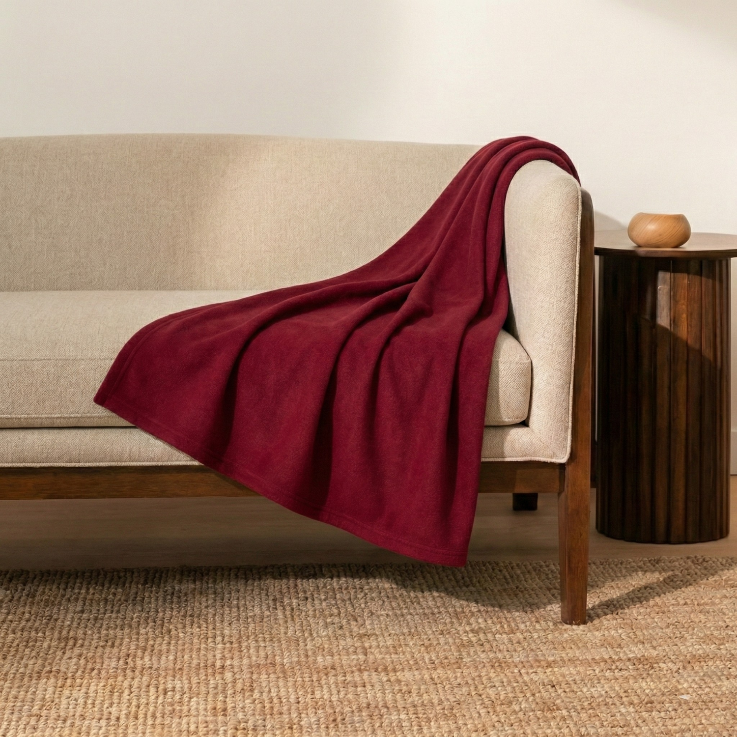 Kalın Dokuma Yün Koltuk Şalı & Tv Battaniyesi - 120x150cm - Kırmızı