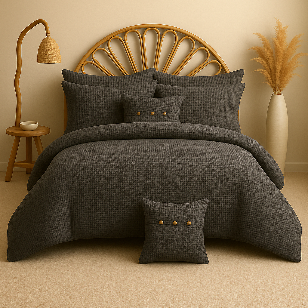 %100 Pamuk Waffle Dokulu Çift Kişilik Nevresim Takımı - 200x220 cm