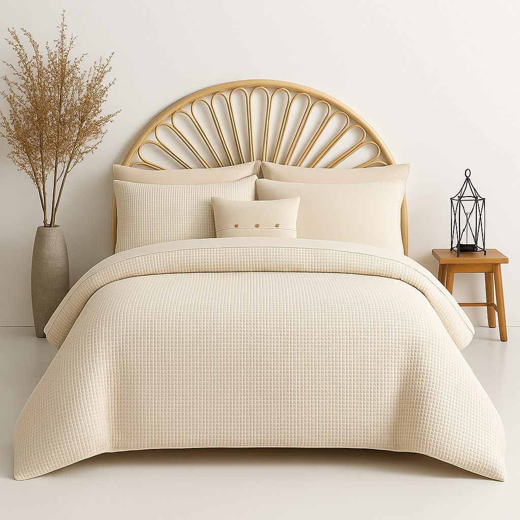 %100 Pamuk Waffle Dokulu Nevresim Takımı - 200x220 cm (Çift Kişilik)