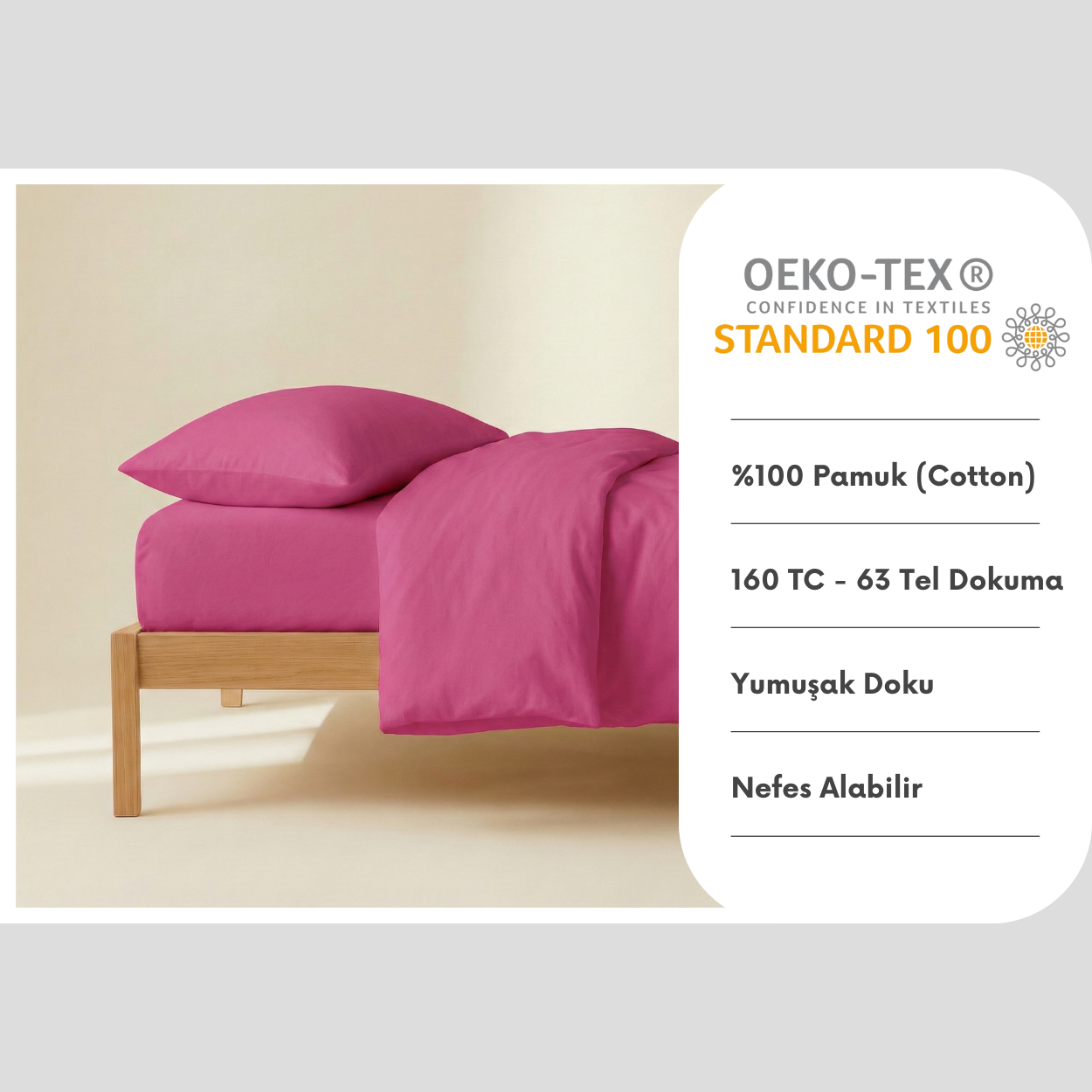 %100 Pamuk Yastık Kılıfı 2 Adet -  50x70cm